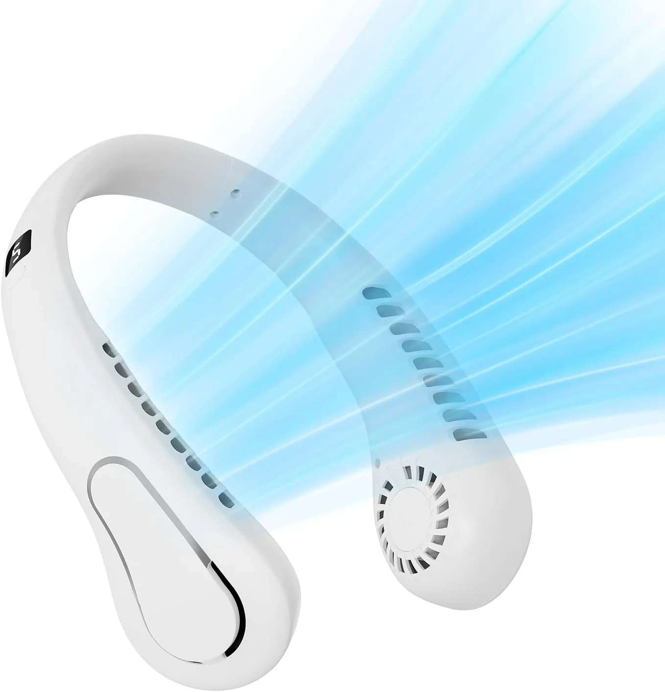 Neck Fan, 5-Speed Adjustable, 360 Rotation, USB Rechargeable, Quiet Bladeless Hands-Free Fan for Travel, Office, and Outdoor Use - White Neck fan for hands-free comfort