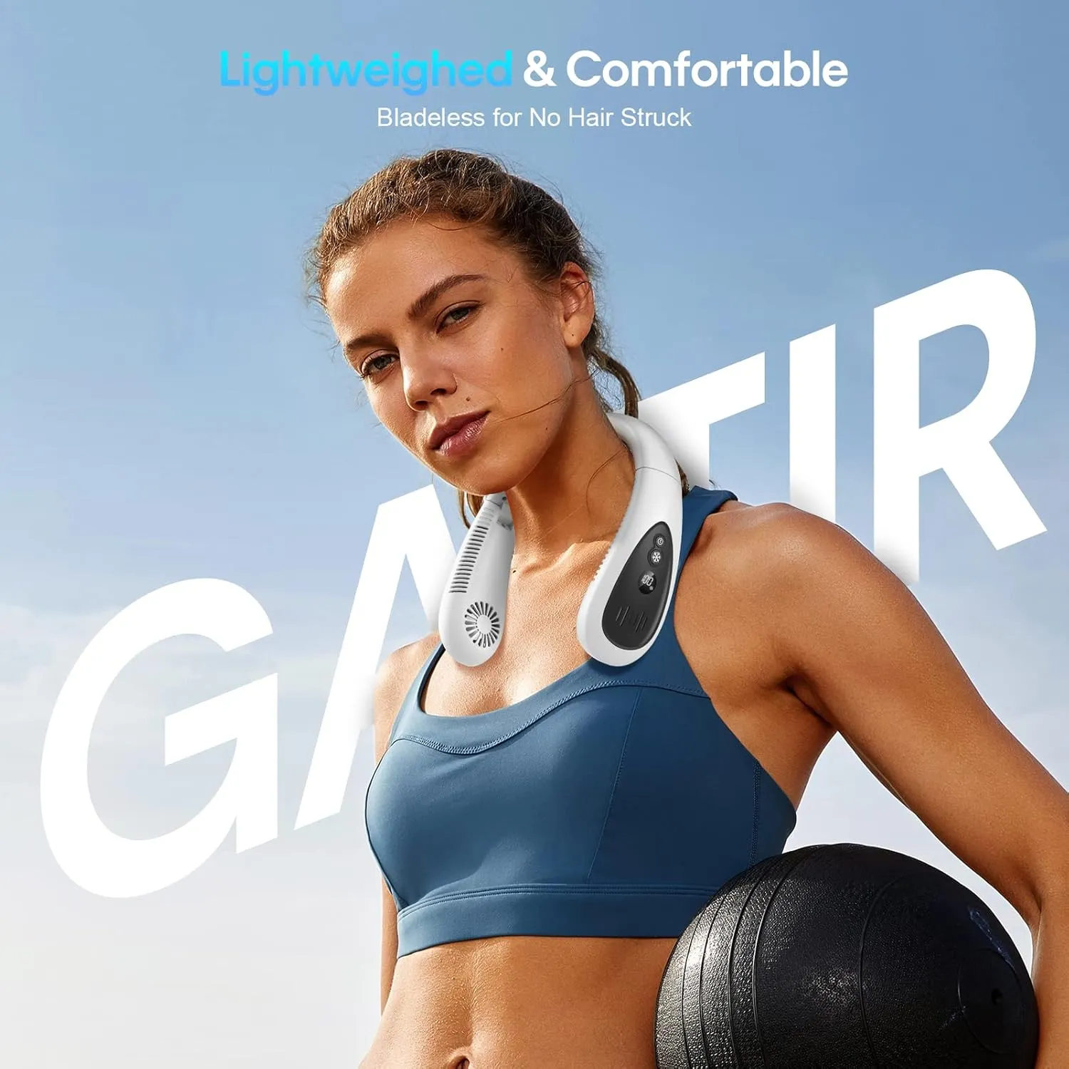 Neck Fan, 5000mAh LED Display Foldable Neck Fans Portable Rechargeable, with 3 Speeds Adjustment and Heat Sink Aluminum Sheet, Hands Free Personal Fan,USB Powered, Portable Neck Fan for Travel Outdoor