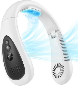 Neck Fan, 5000mAh LED Display Foldable Neck Fans Portable Rechargeable, with 3 Speeds Adjustment and Heat Sink Aluminum Sheet, Hands Free Personal Fan,USB Powered, Portable Neck Fan for Travel Outdoor Fan with safety blade design