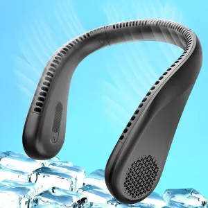 Neck Fan, 5000mAh Portable Personal Fan, Hands-Free Bladeless Fan, Wearable Fan, 3 Speeds, Strong Airflow, Cooling Fan for Travel, Outdoor, Indoor, Black Neck fan for hands-free comfort