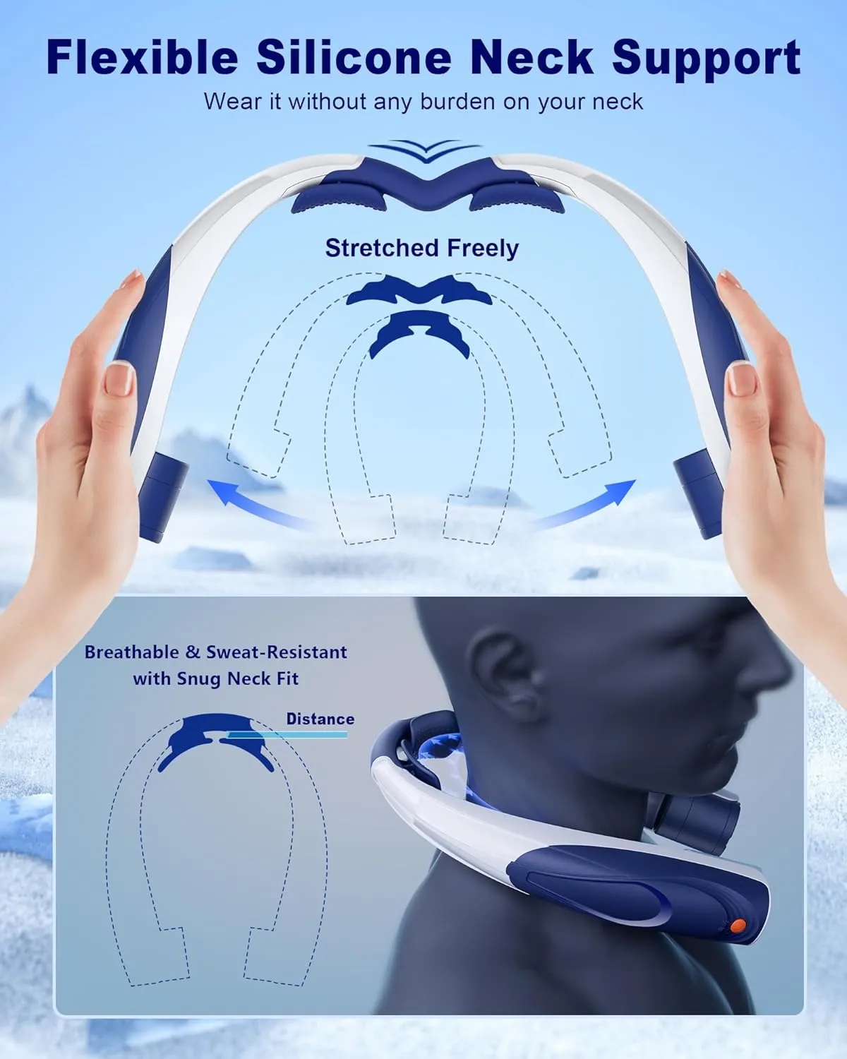 Neck Fan, AI 6 Speeds Powerful Portable Fan, 6000mAh Long-Lasting Battery Faster Cooling, USB-C Rechargeable, Ultra-Quiet, Hands-Free, 360 Airflow, Personal Fan for Women Men Office Travel Outdoor