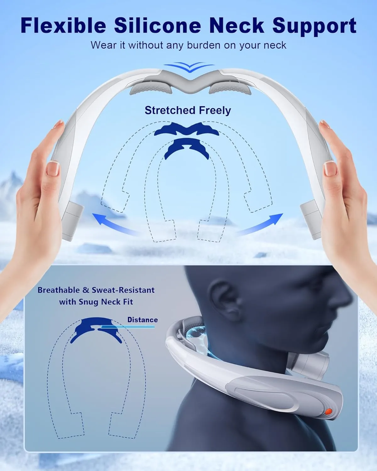 Neck Fan, AI 6 Speeds Powerful Portable Fan, 6000mAh Long-Lasting Battery Faster Cooling, USB-C Rechargeable, Ultra-Quiet, Hands-Free, 360 Airflow, Personal Fan for Women Men Office Travel Outdoor