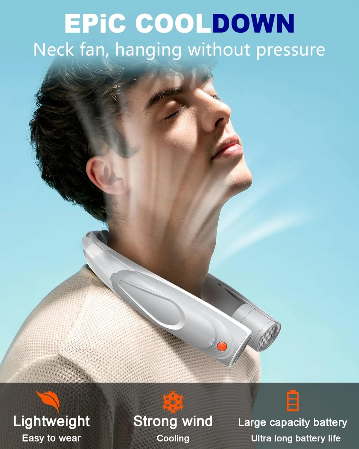 Neck Fan, AI 6 Speeds Powerful Portable Fan, 6000mAh Long-Lasting Battery Faster Cooling, USB-C Rechargeable, Ultra-Quiet, Hands-Free, 360 Airflow, Personal Fan for Women Men Office Travel Outdoor