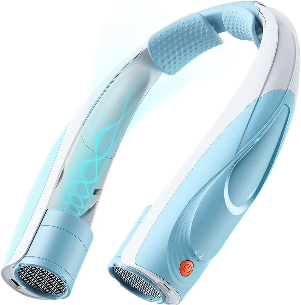 Neck Fan, AI 6 Speeds Powerful Portable Fan, 6000mAh Long-Lasting Battery Faster Cooling, USB-C Rechargeable, Ultra-Quiet, Hands-Free, 360 Airflow, Personal Fan for Women Men Office Travel Outdoor Neck fan for hands-free comfort