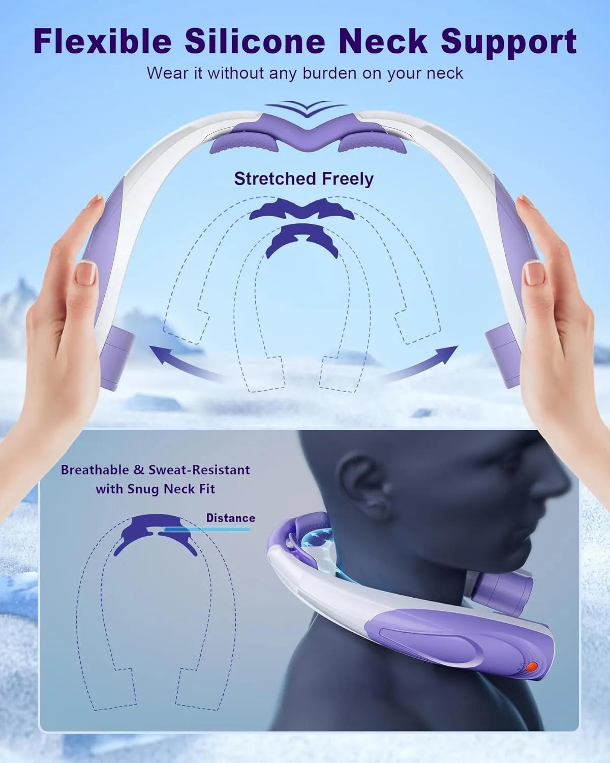 Neck Fan, AI 6 Speeds Powerful Portable Fan, 6000mAh Long-Lasting Battery Faster Cooling, USB-C Rechargeable, Ultra-Quiet, Hands-Free, 360 Airflow, Personal Fan for Women Men Office Travel Outdoor