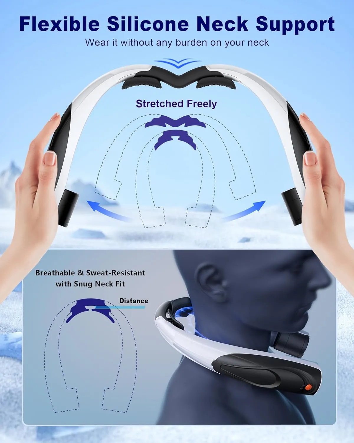 Neck Fan, AI 6 Speeds Powerful Portable Fan, 6000mAh Long-Lasting Battery Faster Cooling, USB-C Rechargeable, Ultra-Quiet, Hands-Free, 360 Airflow, Personal Fan for Women Men Office Travel Outdoor