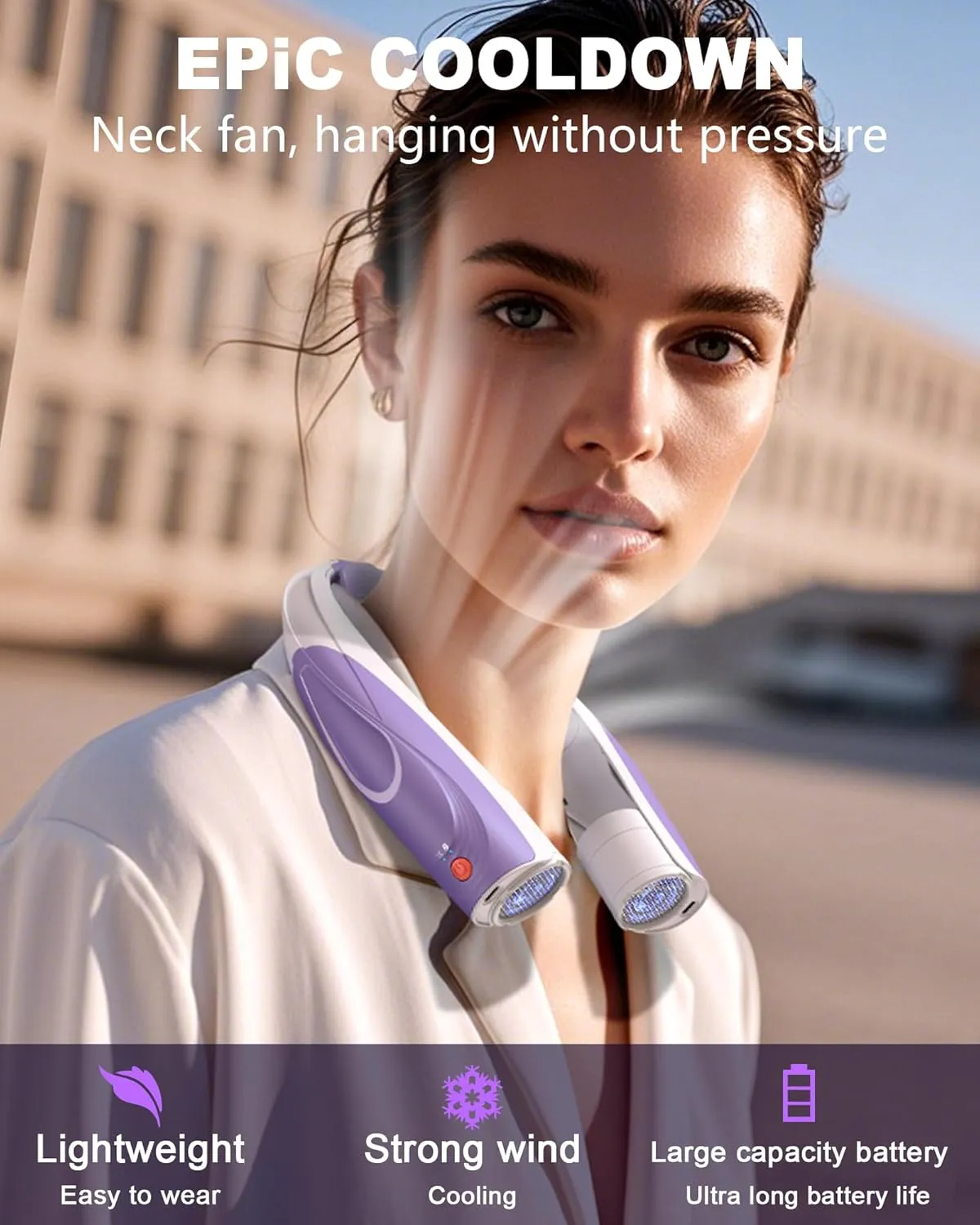 Neck Fan, AI 6 Speeds Powerful Portable Fan, 6000mAh Long-Lasting Battery Faster Cooling, USB-C Rechargeable, Ultra-Quiet, Hands-Free, 360 Airflow, Personal Fan for Women Men Office Travel Outdoor