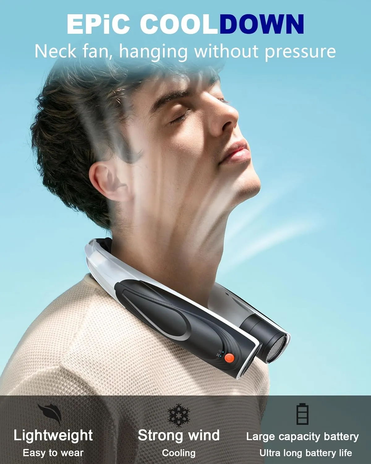 Neck Fan, AI 6 Speeds Powerful Portable Fan, 6000mAh Long-Lasting Battery Faster Cooling, USB-C Rechargeable, Ultra-Quiet, Hands-Free, 360 Airflow, Personal Fan for Women Men Office Travel Outdoor