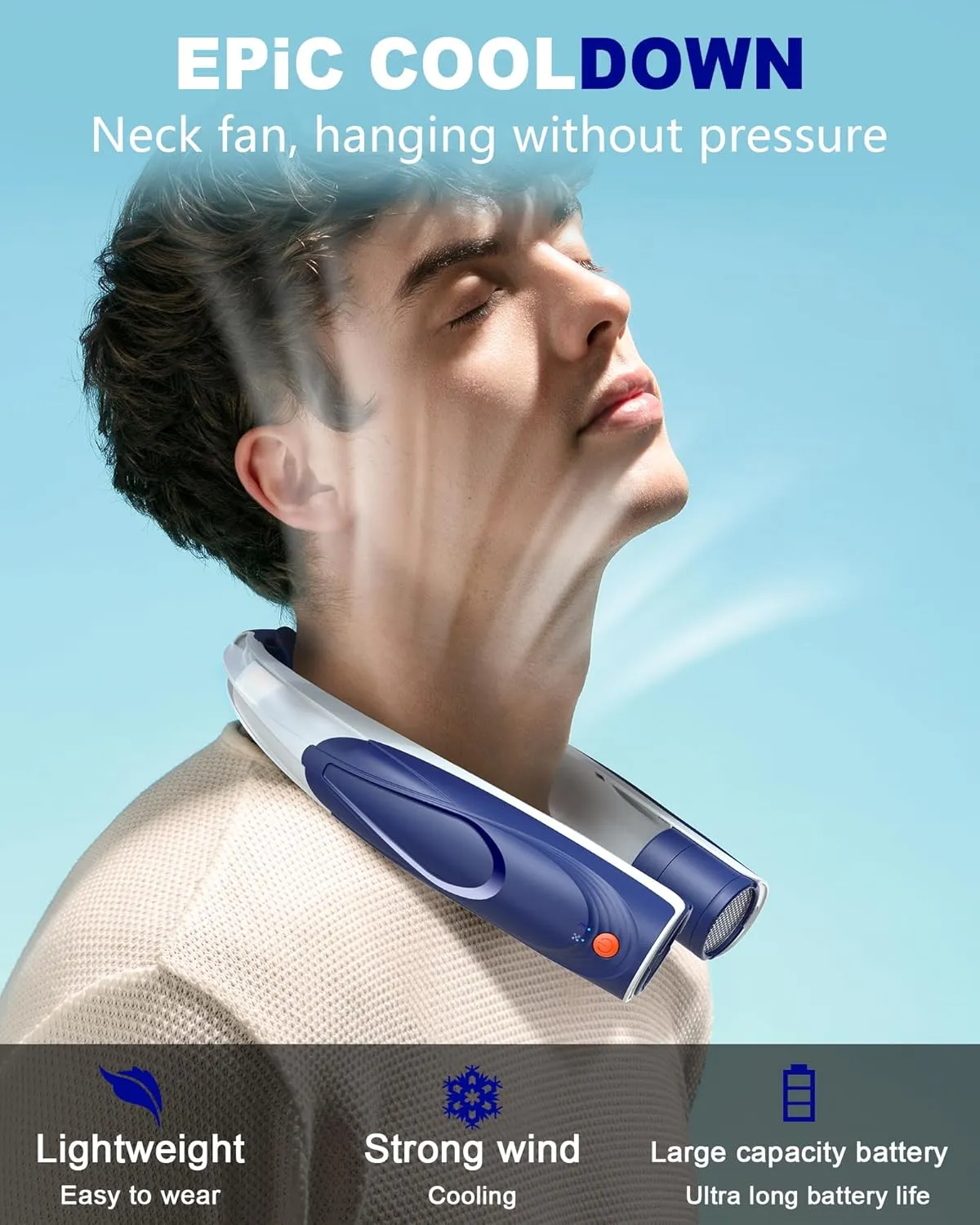 Neck Fan, AI 6 Speeds Powerful Portable Fan, 6000mAh Long-Lasting Battery Faster Cooling, USB-C Rechargeable, Ultra-Quiet, Hands-Free, 360 Airflow, Personal Fan for Women Men Office Travel Outdoor