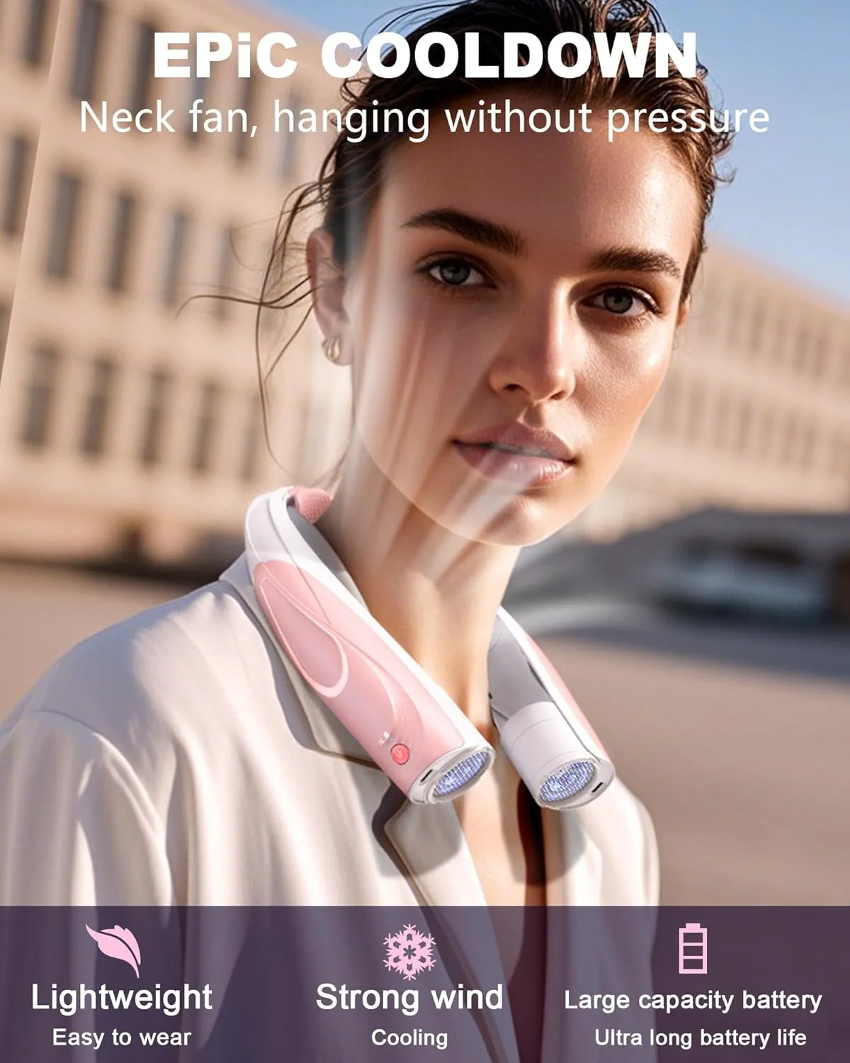 Neck Fan, AI 6 Speeds Powerful Portable Fan, 6000mAh Long-Lasting Battery Faster Cooling, USB-C Rechargeable, Ultra-Quiet, Hands-Free, 360 Airflow, Personal Fan for Women Men Office Travel Outdoor