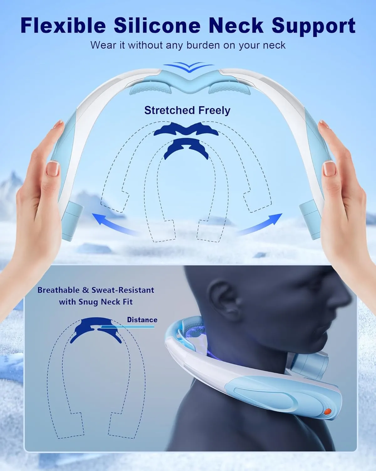 Neck Fan, AI 6 Speeds Powerful Portable Fan, 6000mAh Long-Lasting Battery Faster Cooling, USB-C Rechargeable, Ultra-Quiet, Hands-Free, 360 Airflow, Personal Fan for Women Men Office Travel Outdoor