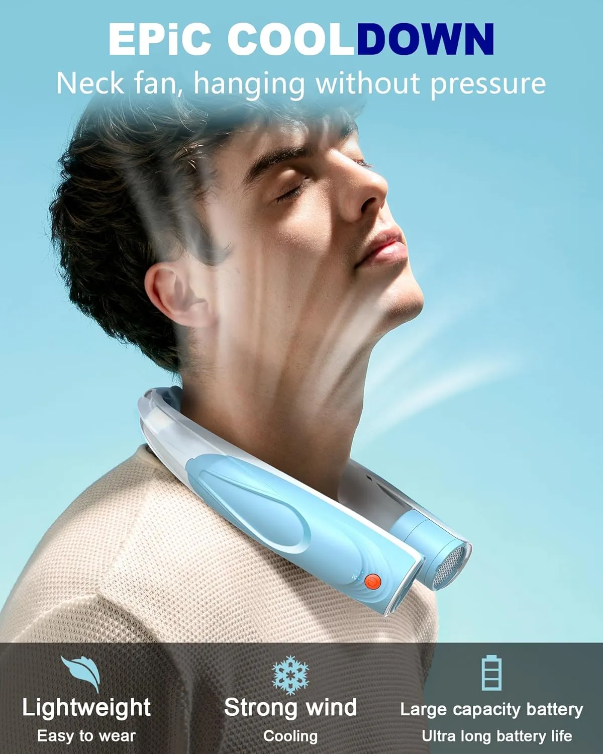 Neck Fan, AI 6 Speeds Powerful Portable Fan, 6000mAh Long-Lasting Battery Faster Cooling, USB-C Rechargeable, Ultra-Quiet, Hands-Free, 360 Airflow, Personal Fan for Women Men Office Travel Outdoor