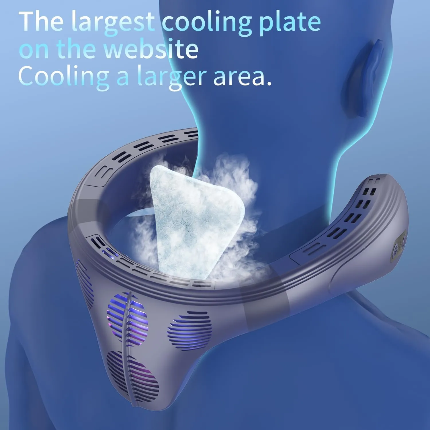 Neck Fan Back-Windy 6000mAh with Cooling Plate Bladeless Portable Quiet Air Conditioner Rechargeable Camping Essentials for Women Men Outdoor Activities Gardening Walking the Dogs(Royal Blue)