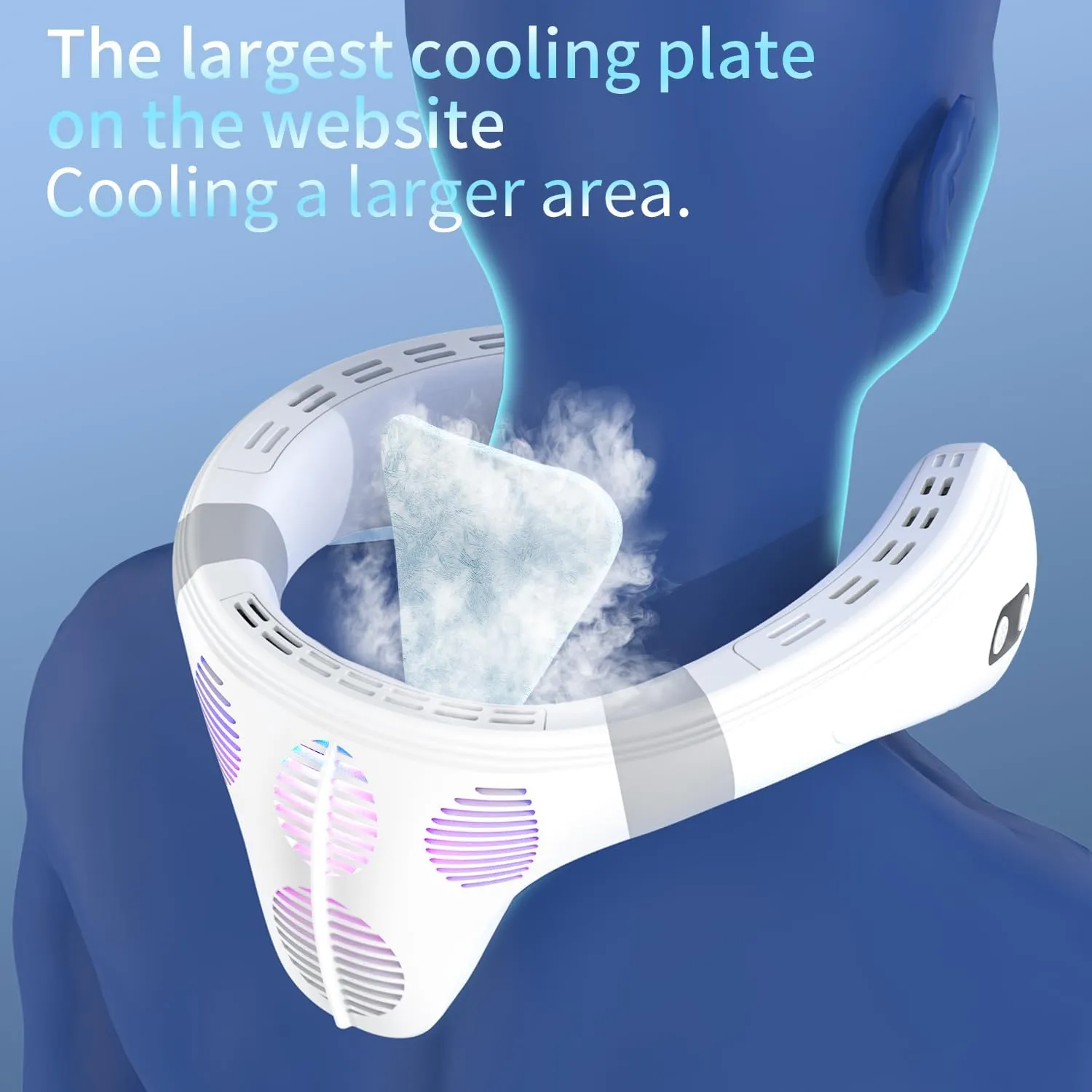 Neck Fan Back-Windy 6000mAh with Cooling Plate Cold Compress Bladeless Portable Quiet Air Conditioner Rechargeable Holiday Essentials for Women Men Outdoor Camping Gardening Walking(White)