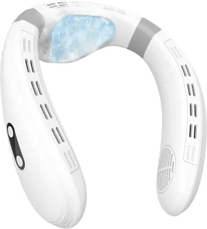 Neck Fan Back-Windy 6000mAh with Cooling Plate Cold Compress Bladeless Portable Quiet Air Conditioner Rechargeable Holiday Essentials for Women Men Outdoor Camping Gardening Walking(White) Neck fan for hands-free comfort