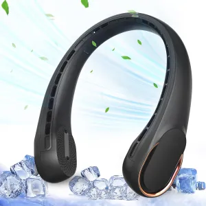 Neck Fan, Bladeless Neck Fan, 4000 mAh Rechargeable Personal Fan, 360 Hands Free Wearable Fan, 3 Speeds Adjustable,Faster Cooling, Ultra Quiet, Suitable for Home, Office, Travel, Sports Neck fan for hands-free comfort