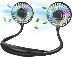 Neck Fan, Hand Free Portable Neck Fans For Women, Kids, and Men, 3 Speed Adjustable Hanging Around Necklace Fan, Rechargeable Battery Operated Wearable Fan Personal Fans Cooling Neck Fan Neck fan for hands-free comfort
