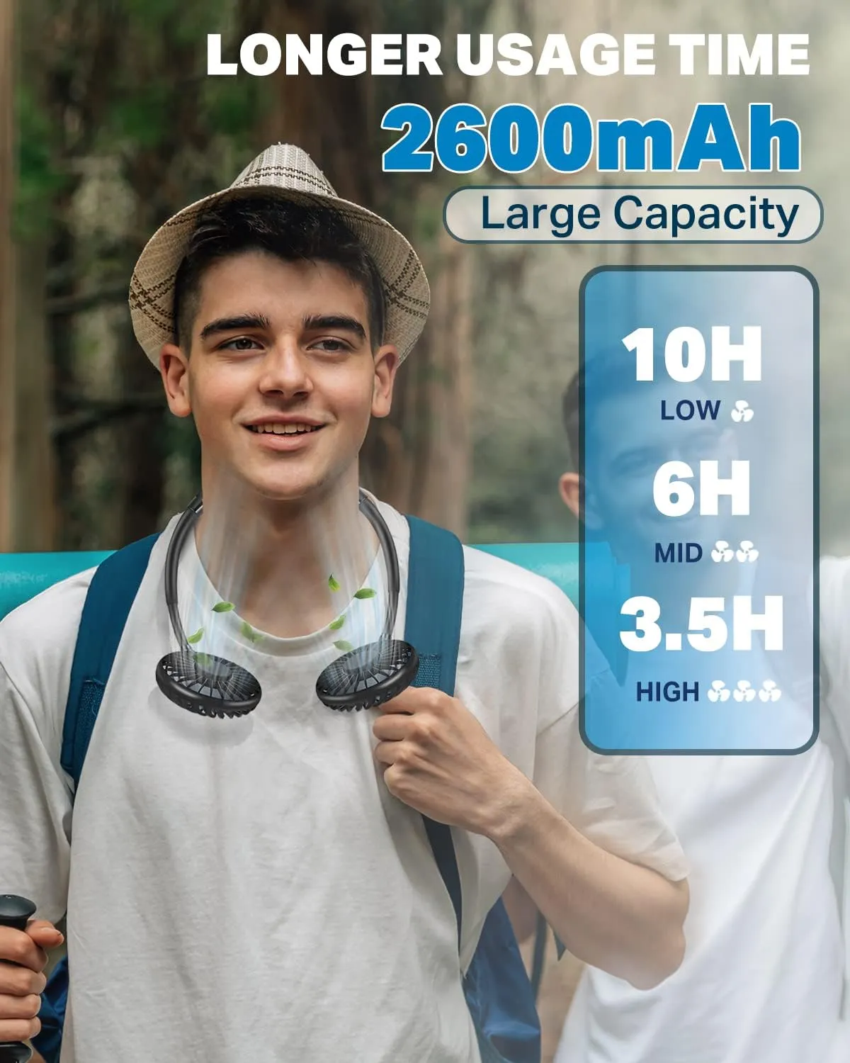 Neck Fan, Hand Free Portable Neck Fans For Women, Kids, and Men, 3 Speed Adjustable Hanging Around Necklace Fan, Rechargeable Battery Operated Wearable Fan Personal Fans Cooling Neck Fan