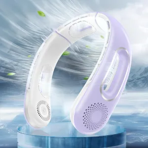 Neck Fan, Hands Free Bladeless Neck Fans Portable Rechargeable, 360 Cooling Neck Fan, 4 Speeds, Quiet, 5200 mAh Battery Operated USB Wearable Personal Fan Gifts for Women, Travel, Outdoor Neck fan for hands-free comfort