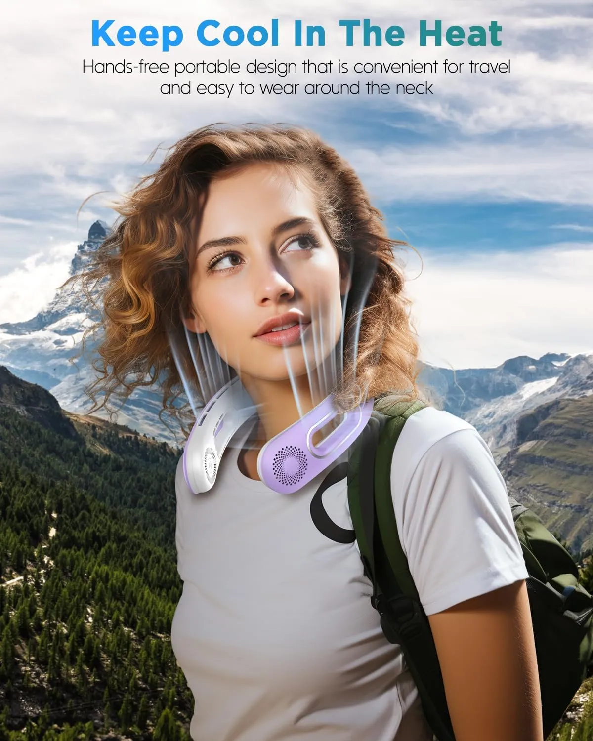 Neck Fan, Hands Free Bladeless Neck Fans Portable Rechargeable, 360 Cooling Neck Fan, 4 Speeds, Quiet, 5200 mAh Battery Operated USB Wearable Personal Fan Gifts for Women, Travel, Outdoor