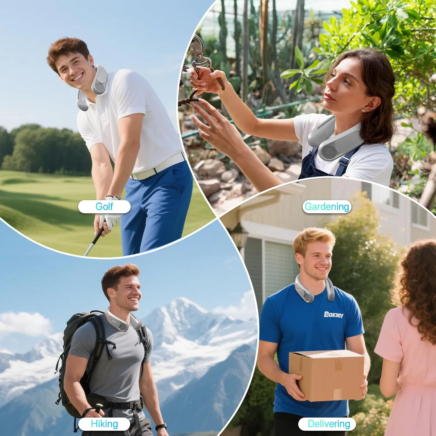 Neck Fan, Hands Free Bladeless Neck Fans Portable Rechargeable, 6000 mAh Battery Operated Wearable Personal Fan, Cooling Neck Fan, 3 Speeds, USB Fan Gifts for Men, Women, Travel, Outdoor