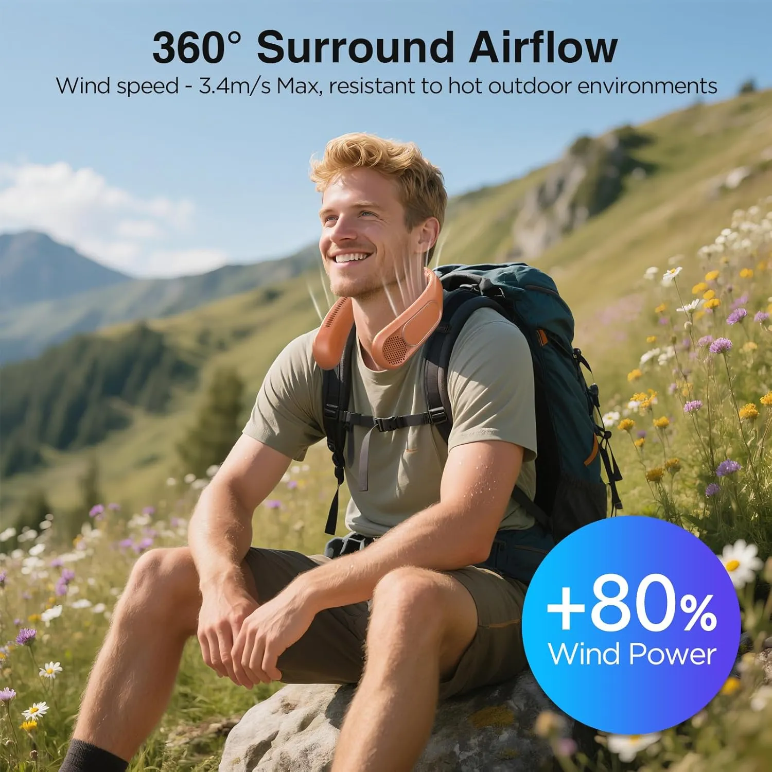 Neck Fan, Hands Free Bladeless Neck Fans Portable Rechargeable, 6000 mAh Battery Operated Wearable Personal Fan, Cooling Neck Fan, 3 Speeds, USB Fan Gifts for Men, Women, Travel, Outdoor