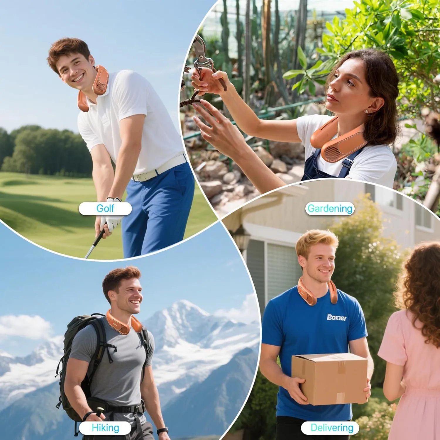 Neck Fan, Hands Free Bladeless Neck Fans Portable Rechargeable, 6000 mAh Battery Operated Wearable Personal Fan, Cooling Neck Fan, 3 Speeds, USB Fan Gifts for Men, Women, Travel, Outdoor