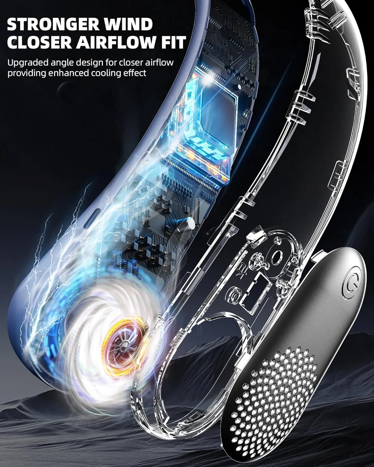 Neck Fan, LED Display USB Rechargeable Portable Fan,360 Cooling Bladeless Personal Fan, 4000 mAh 3 Speeds Adjustable Wearable Fan for Women,Travel, Gift, Home, Office, Men