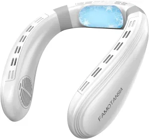 Neck Fan, Neck Air Conditioner Wearable Personal Fan with Cooling Plate, 5000mAh Large Battery, Ergonomic Design, White Neck fan for hands-free comfort