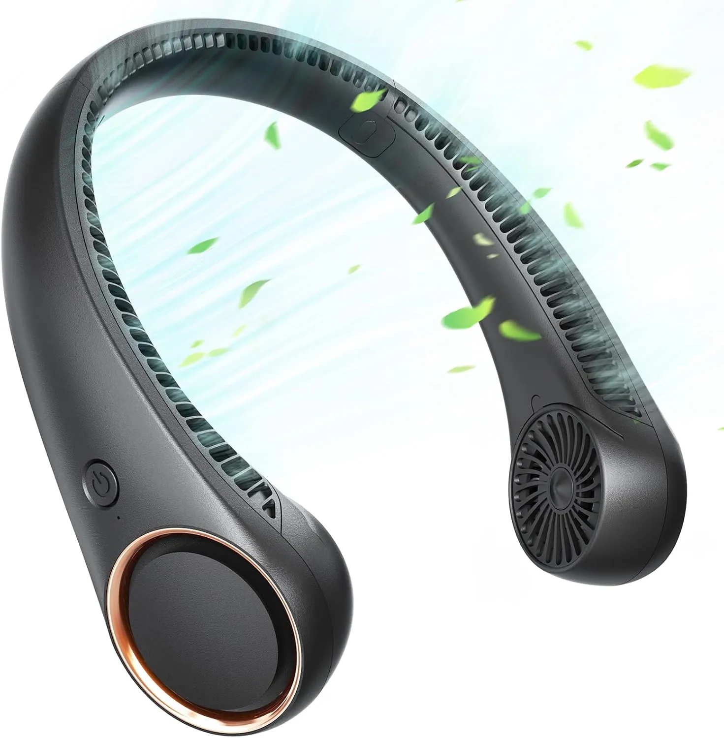 Neck Fan, Neck Fans Portable Rechargeable 4000mAh, 3 Speeds, 360 Surrounding Airflow, Faster Cooling, USB Battery Operated Personal Bladeless Neck Cooler for Travel Indoor Outdoor Neck fan for hands-free comfort