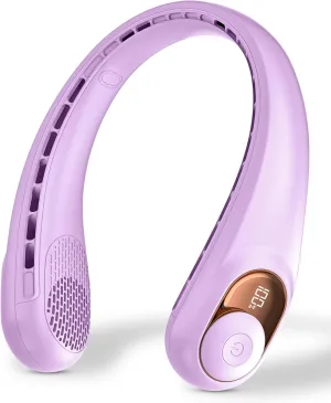 Neck Fan, Personal Fan with LED Display, USB-C Rechargeable, 5200mAh-Battery, 3-Speed Adjustment & Whisper-Quiet Operation, Perfect for Home, Travel, Sports Neck fan for hands-free comfort