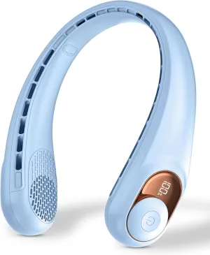 Neck Fan, Personal Fan with LED Display, USB-C Rechargeable, 5200mAh-Battery, 3-Speed Adjustment & Whisper-Quiet Operation, Perfect for Home, Travel, Sports Neck fan for hands-free comfort