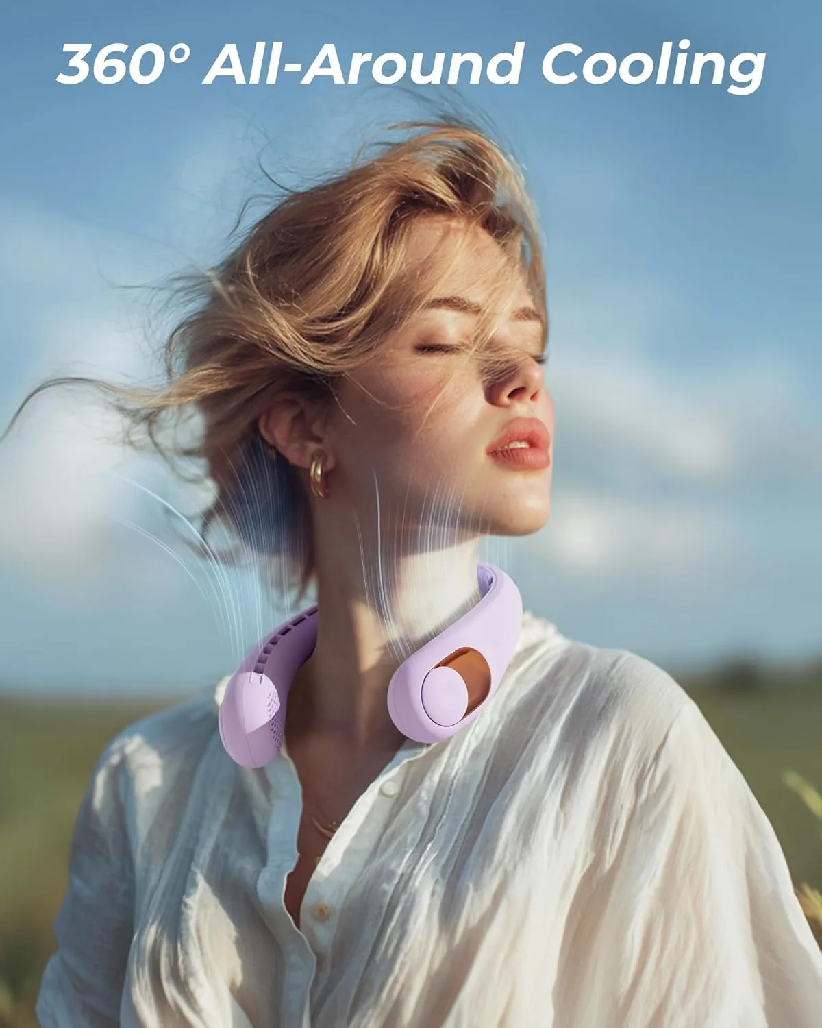 Neck Fan, Personal Fan with LED Display, USB-C Rechargeable, 5200mAh-Battery, 3-Speed Adjustment & Whisper-Quiet Operation, Perfect for Home, Travel, Sports