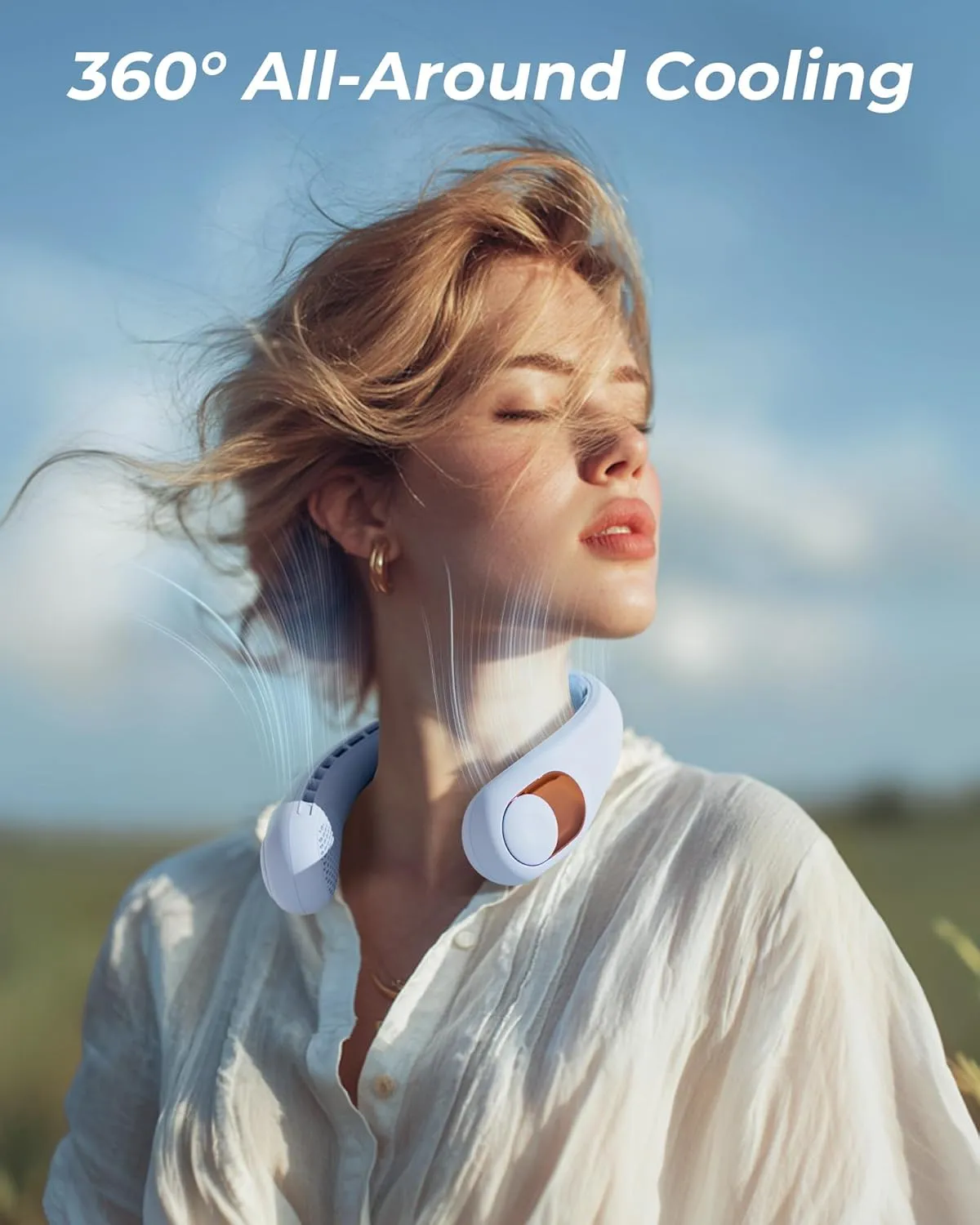Neck Fan, Personal Fan with LED Display, USB-C Rechargeable, 5200mAh-Battery, 3-Speed Adjustment & Whisper-Quiet Operation, Perfect for Home, Travel, Sports