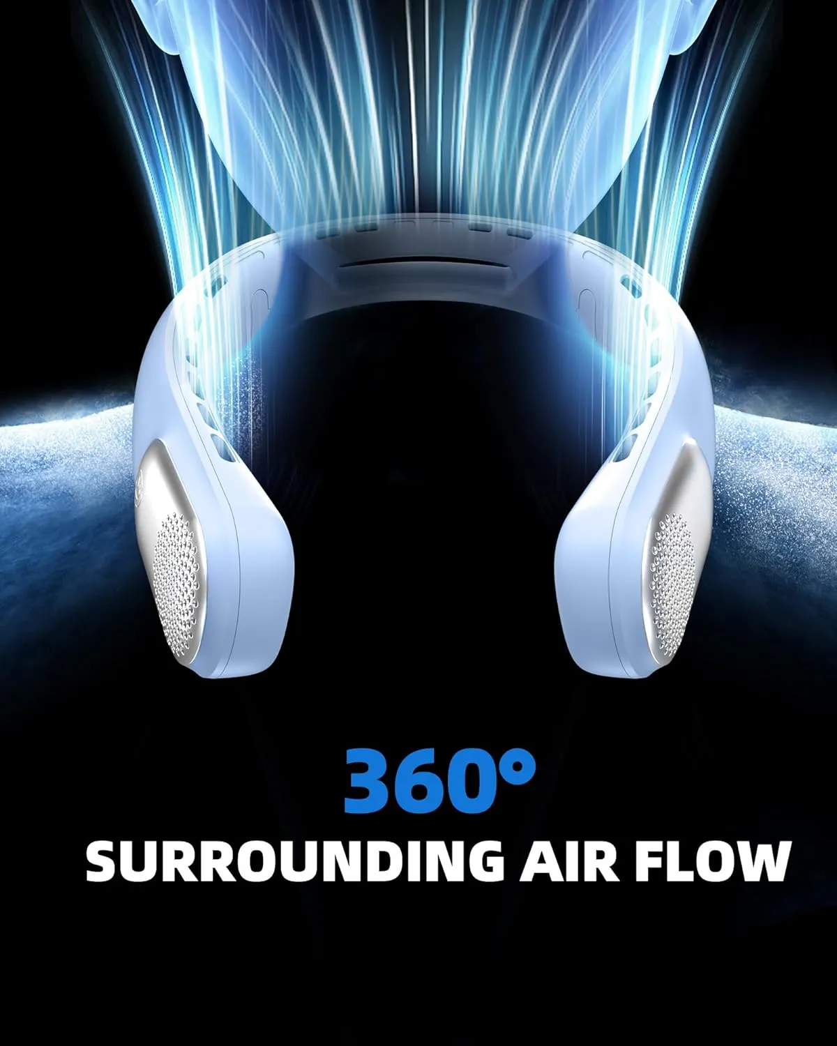 Neck Fan, Portable 4000 mAh Battery Operated Personal Fan with LED Display, 3 Wind Speed, Fast Cooling, Fast Cooling,USB Rechargeable Fan for Women Outdoor Light Blue