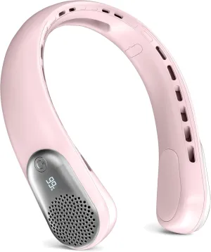 Neck Fan, Portable 4000 mAh Battery Operated Personal Fan with LED Display, 3 Wind Speed, Fast Cooling, Fast Cooling,USB Rechargeable Fan for Women Outdoor Pink Neck fan for hands-free comfort