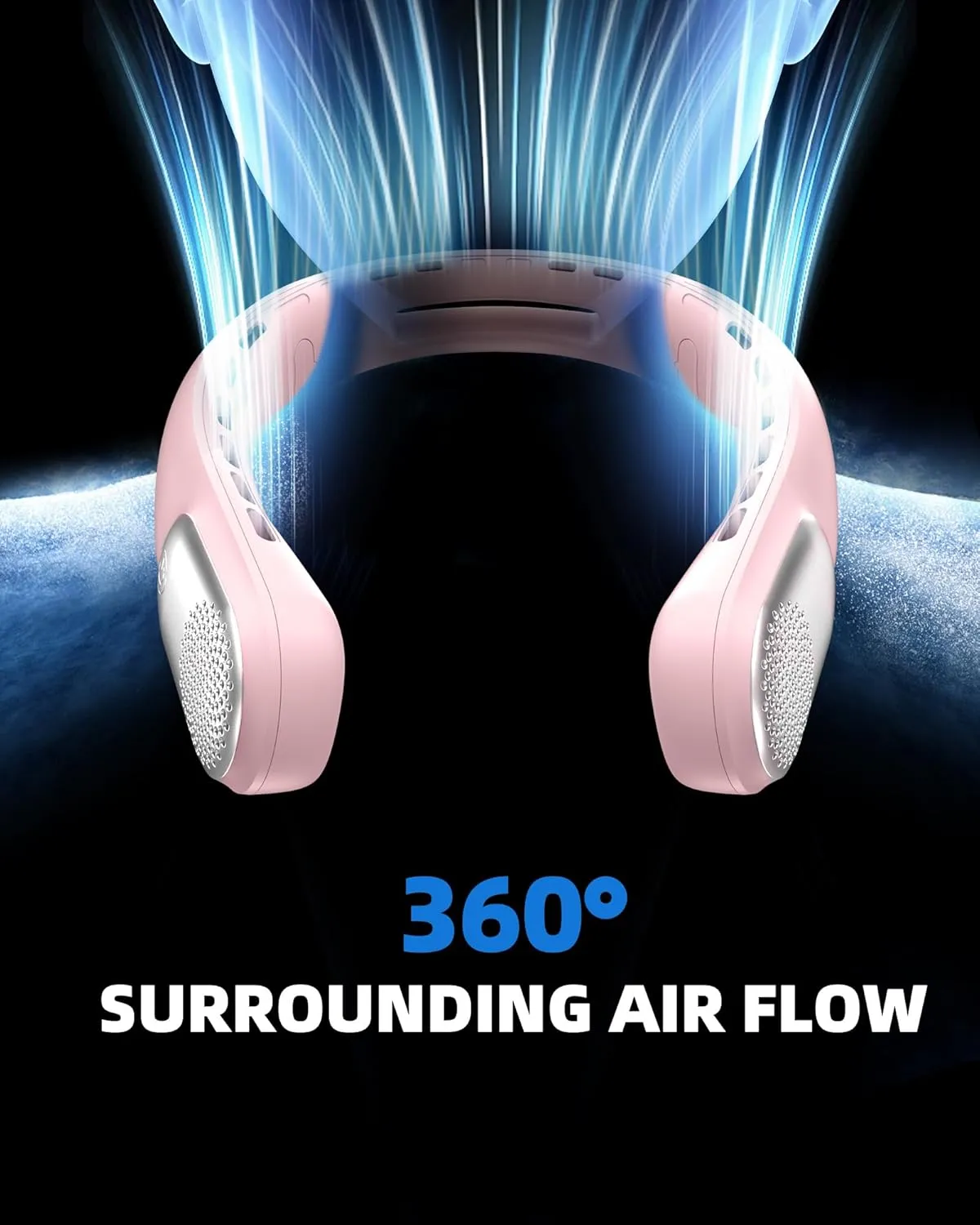 Neck Fan, Portable 4000 mAh Battery Operated Personal Fan with LED Display, 3 Wind Speed, Fast Cooling, Fast Cooling,USB Rechargeable Fan for Women Outdoor Pink