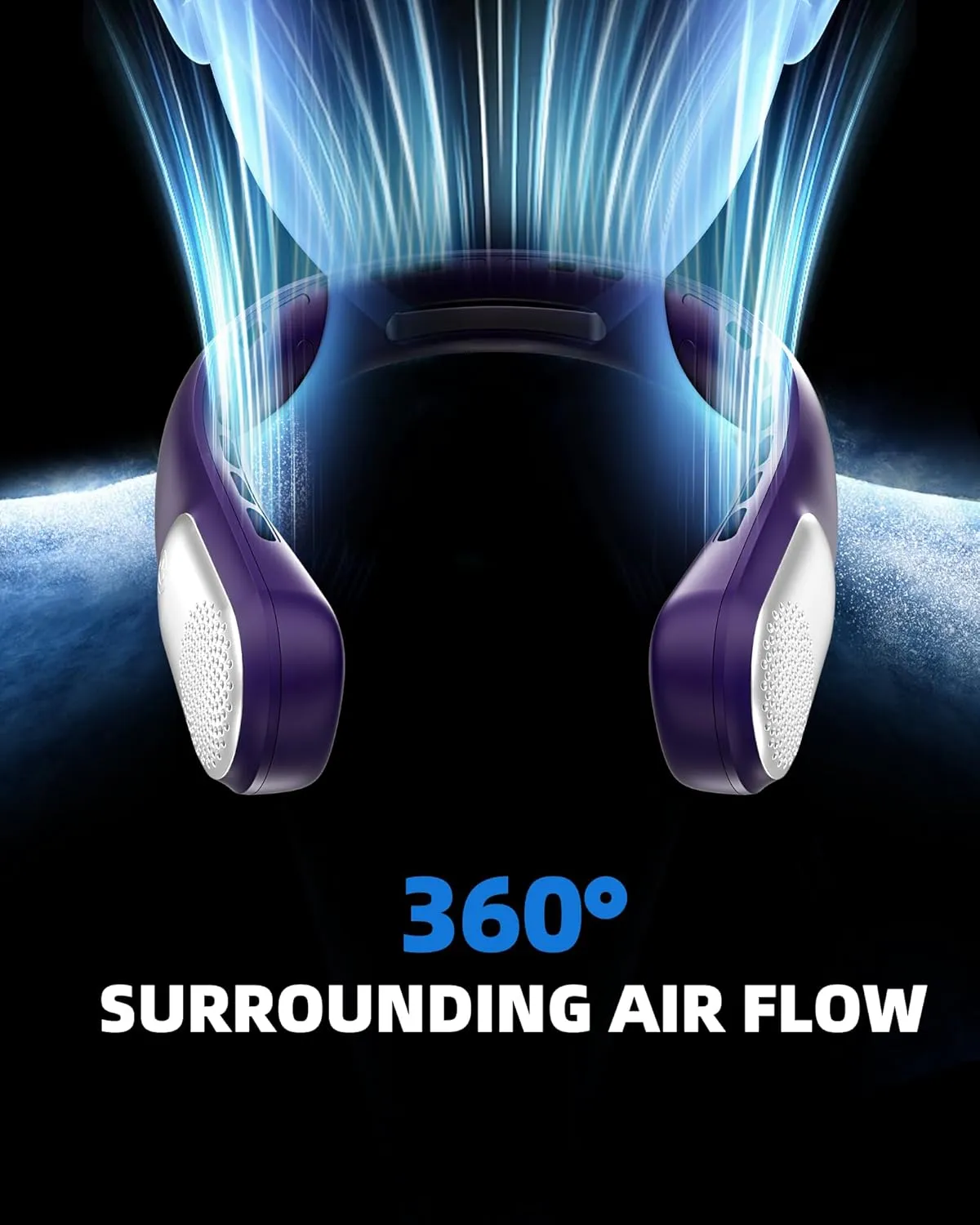 Neck Fan, Portable 4000 mAh Battery Operated Personal Fan with LED Display, 3 Wind Speed, Fast Cooling, Fast Cooling,USB Rechargeable Fan for Women Outdoor Purple