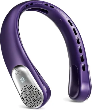 Neck Fan, Portable 4000 mAh Battery Operated Personal Fan with LED Display, 3 Wind Speed, Fast Cooling, Fast Cooling,USB Rechargeable Fan for Women Outdoor Purple Neck fan for hands-free comfort