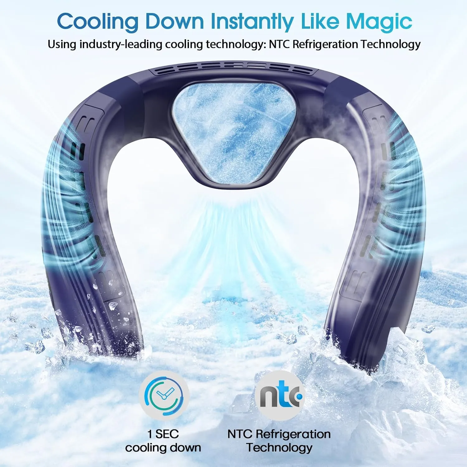 Neck Fan Portable Air Conditioners Personal Fans with Cooling Plate Ergonomic Fan Type-C Rechargeable 5200mAh 360 Airflow Wearable LED Screen 3 Speeds 3 Cooling Setting Gifts