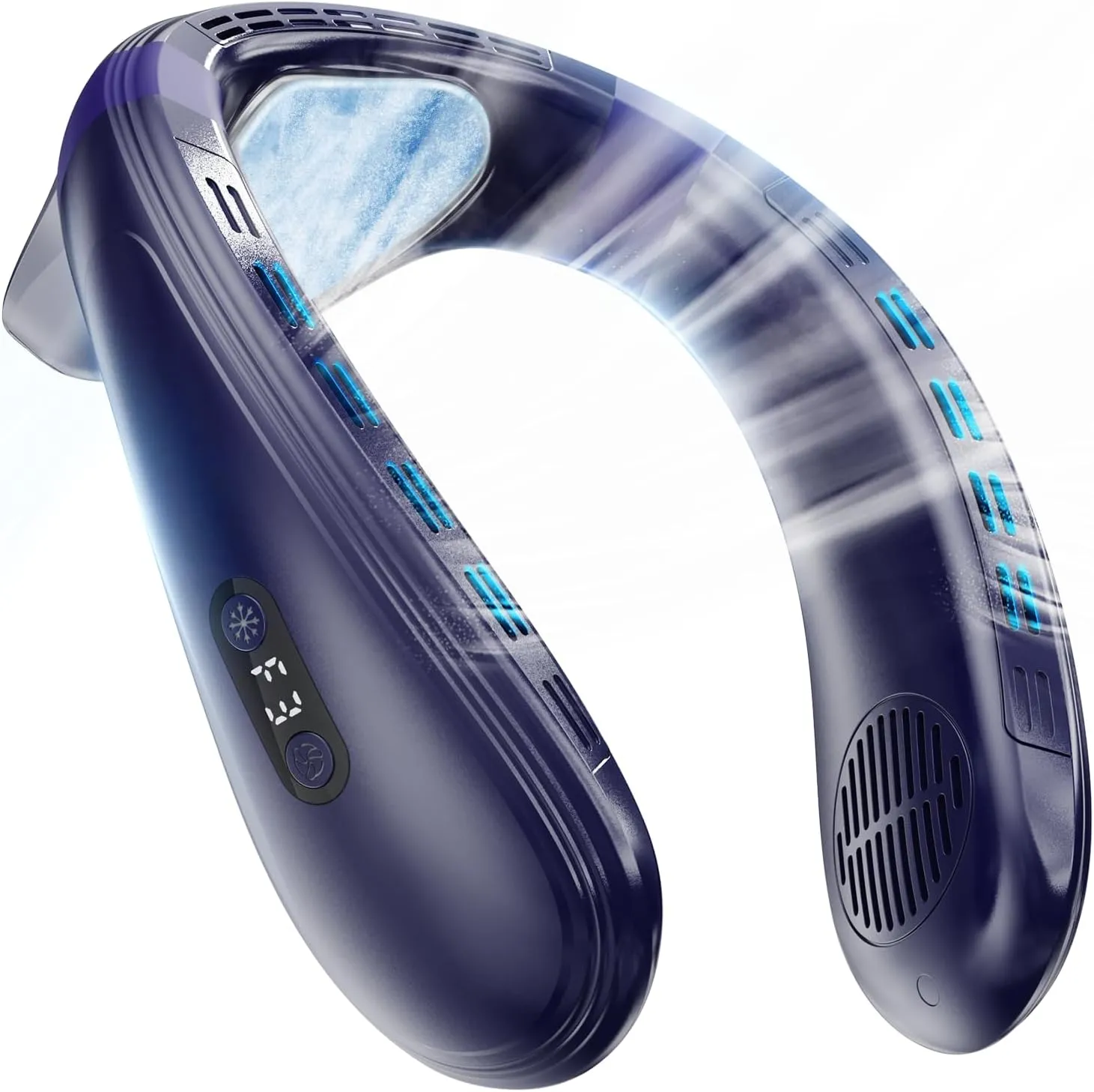Neck Fan Portable Air Conditioners Personal Fans with Cooling Plate Ergonomic Fan Type-C Rechargeable 5200mAh 360 Airflow Wearable LED Screen 3 Speeds 3 Cooling Setting Gifts Neck fan for hands-free comfort