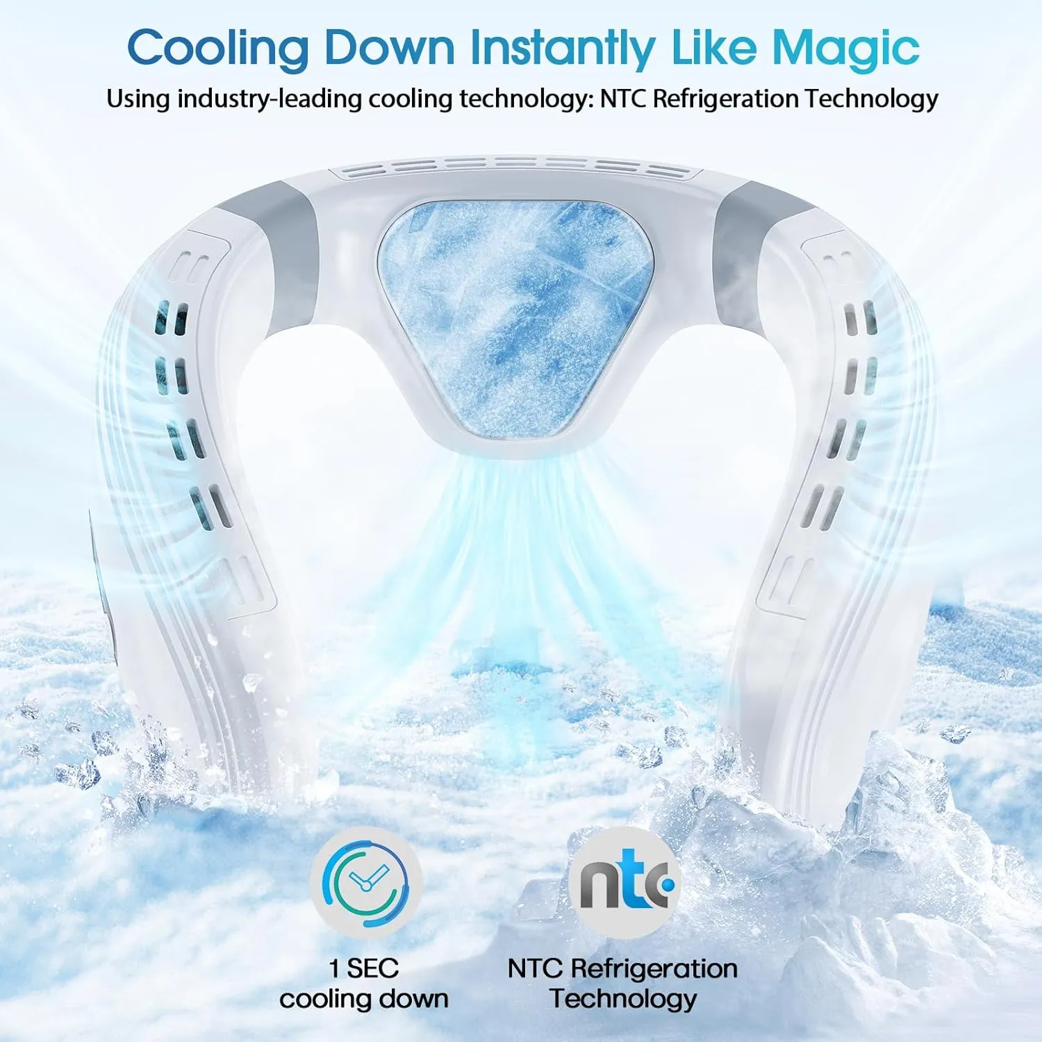 Neck Fan Portable Air Conditioners Personal Fans with Cooling Plate Ergonomic Fan Type-C Rechargeable 5200mAh 360 Airflow Wearable LED Screen 3 Speeds 3 Cooling Setting Gifts