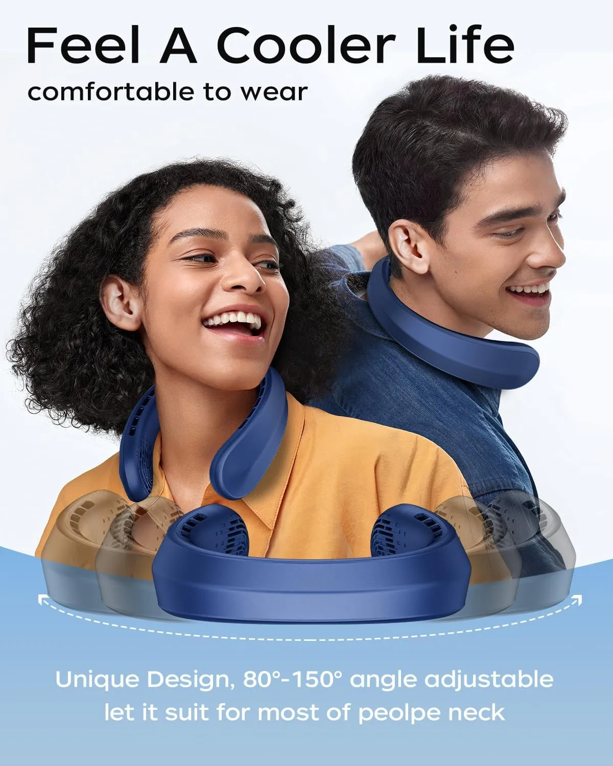 Neck Fan, Portable Fan around Neck, 4000mAh Battery Operated Wearable Personal Fan with USB Rechargeable, 3 Wind Speed, Fast Cooling, Ultra Quiet, Bladeless,Headphone Design for Travel, Men Women