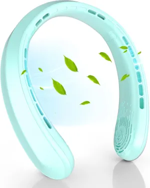 Neck Fan, Portable Fan around Neck, 4000mAh Battery Operated Wearable Personal Fan with USB Rechargeable, 3 Wind Speed, Fast Cooling, Ultra Quiet, Bladeless,Headphone Design for Travel, Men Women Neck fan for hands-free comfort