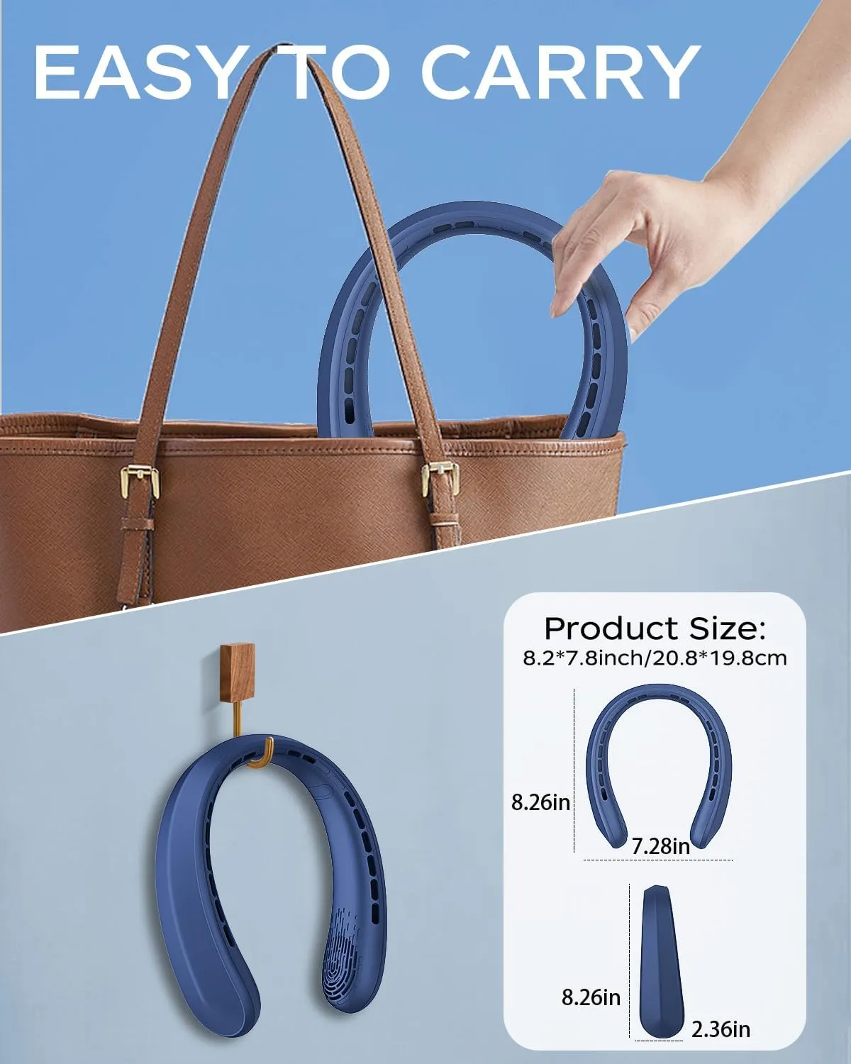 Neck Fan, Portable Fan around Neck, 4000mAh Battery Operated Wearable Personal Fan with USB Rechargeable, 3 Wind Speed, Fast Cooling, Ultra Quiet, Bladeless,Headphone Design for Travel, Men Women