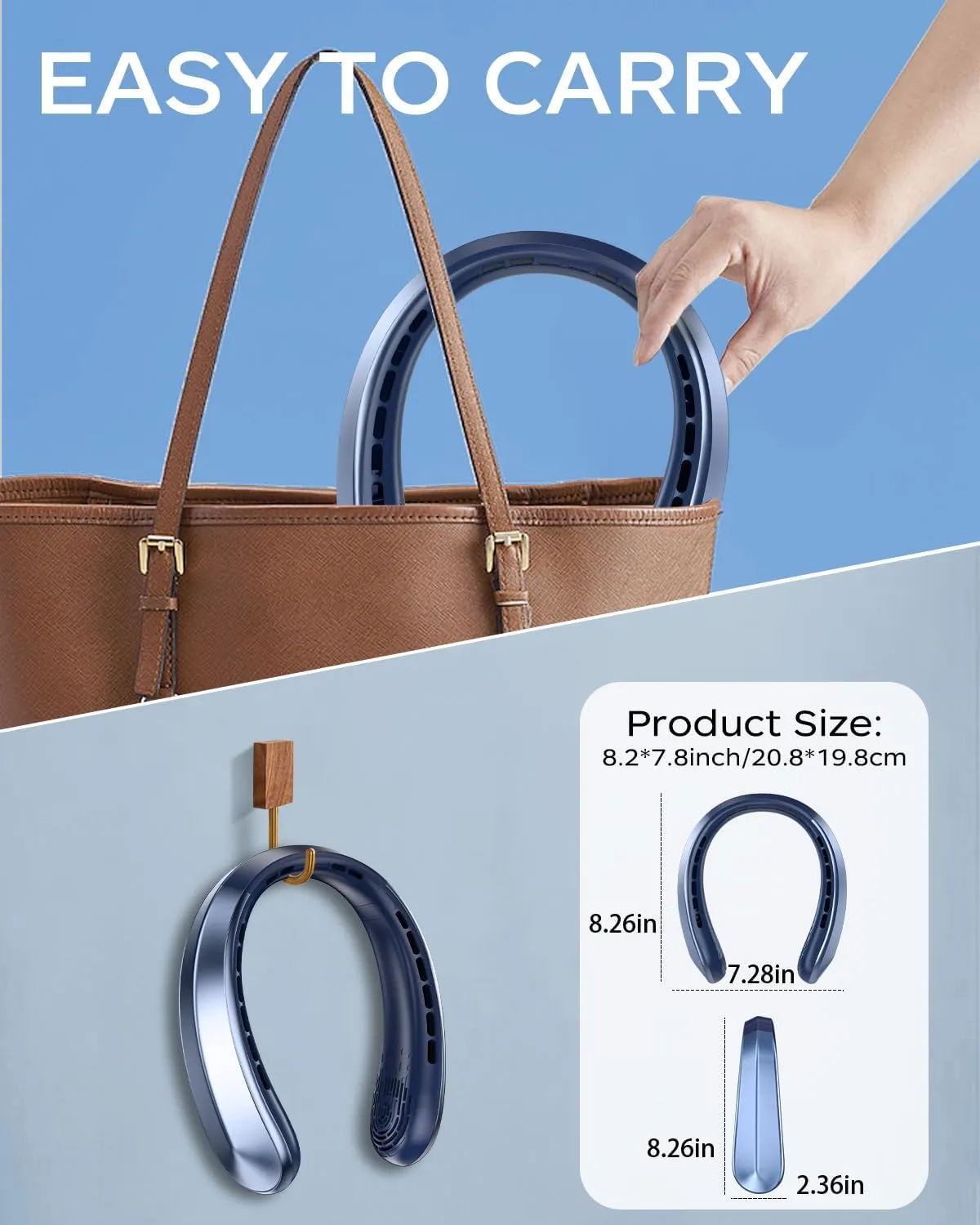 Neck Fan, Portable Fan around Neck, 4000mAh Battery Operated Wearable Personal Fan with USB Rechargeable, 3 Wind Speed,LED Display, Bladeless,Headphone Design for Travel, Men Women