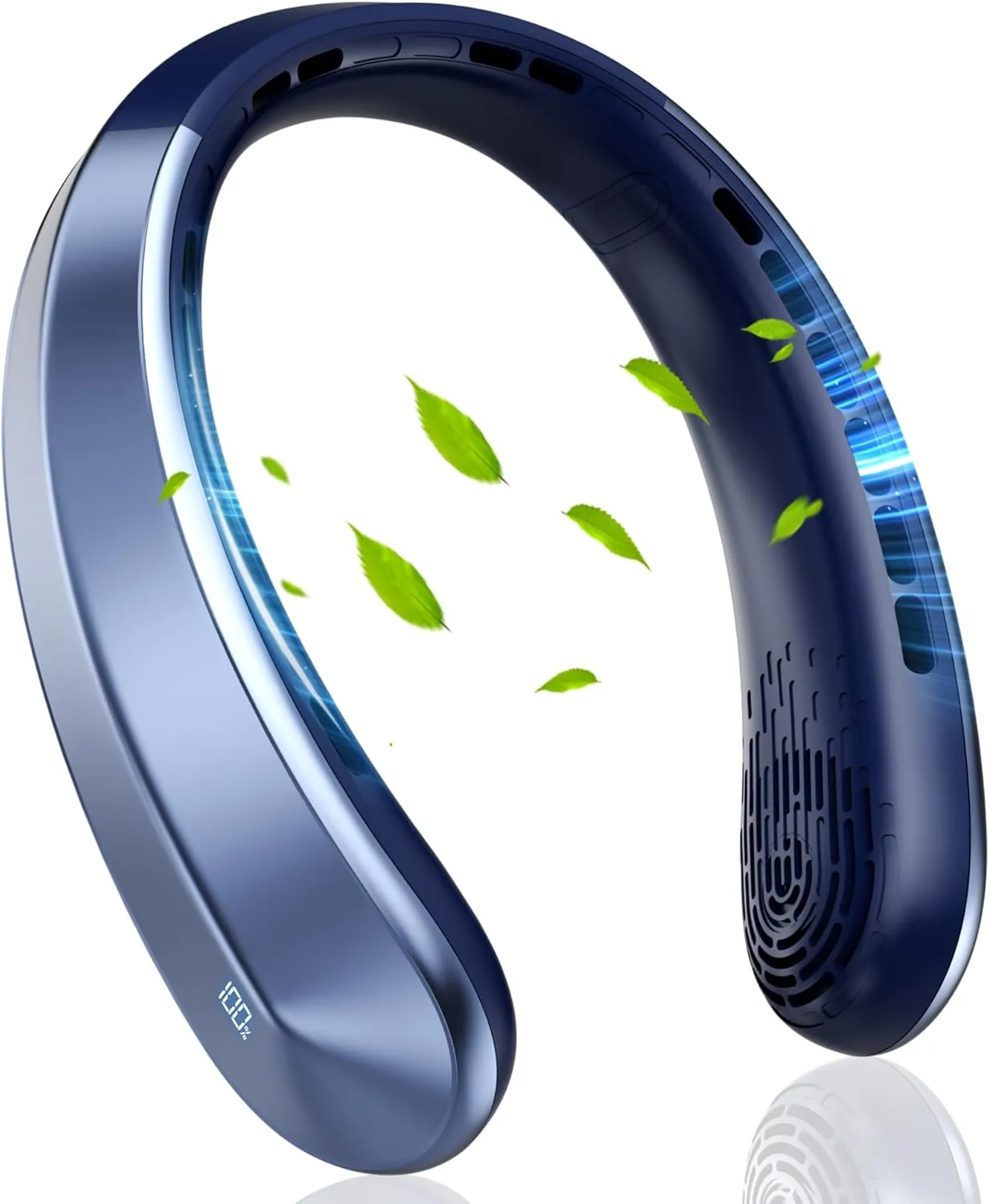Neck Fan, Portable Fan around Neck, 4000mAh Battery Operated Wearable Personal Fan with USB Rechargeable, 3 Wind Speed,LED Display, Bladeless,Headphone Design for Travel, Men Women Neck fan for hands-free comfort