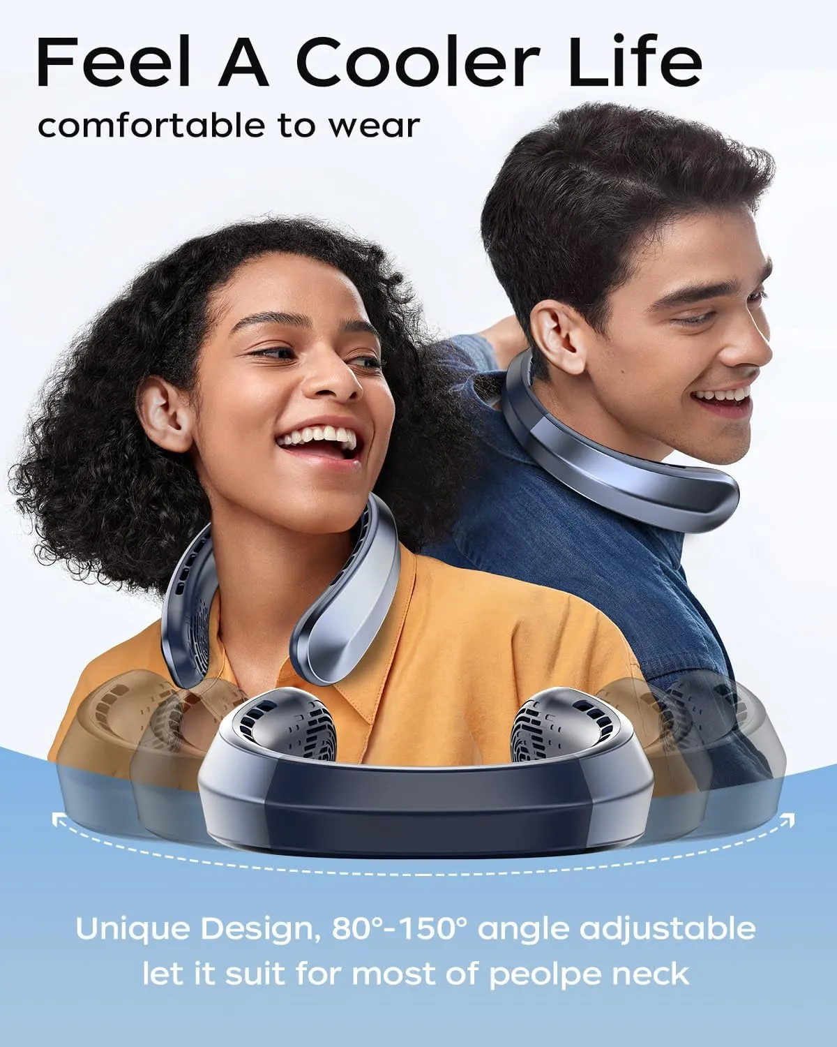 Neck Fan, Portable Fan around Neck, 4000mAh Battery Operated Wearable Personal Fan with USB Rechargeable, 3 Wind Speed,LED Display, Bladeless,Headphone Design for Travel, Men Women