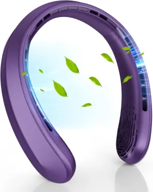 Neck Fan, Portable Fan around Neck, 5200 mAh Battery Operated Wearable Personal Fan with USB Rechargeable, 3 Wind Speed, Fast Cooling, Ultra Quiet, Bladeless, Headphone Design for Travel Small bladeless fan for quiet cooling