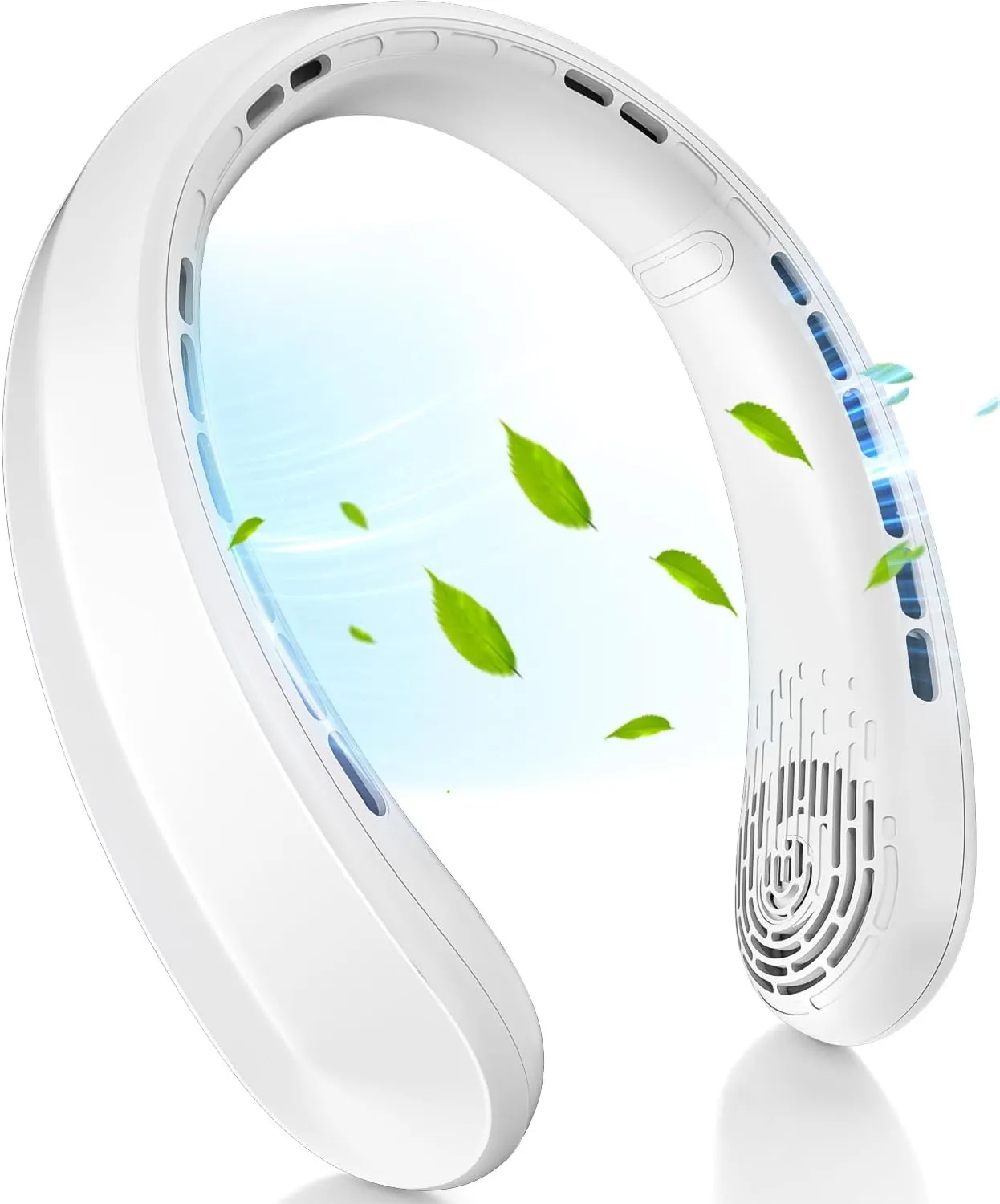 Neck Fan, Portable Fan around Neck, 5200mAh Battery Operated Wearable Personal Fan with USB Rechargeable, 3 Wind Speed,Ultra Quiet, Bladeless,Headphone Design for Travel, Men Women Neck fan for hands-free comfort